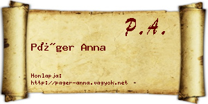Páger Anna névjegykártya